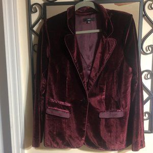 FATE One Button Blazer - Burgundy Stretch Velour-  Size Medium